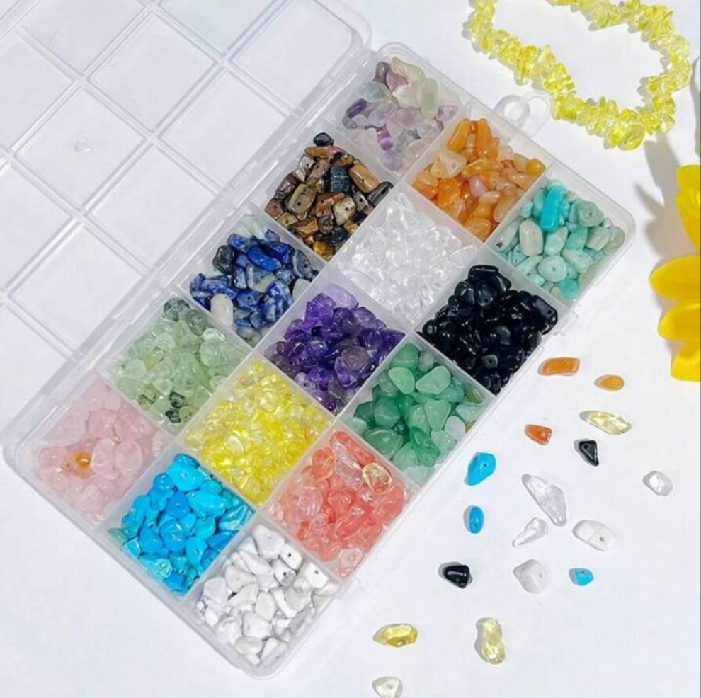 450pcs Asymmetrical Stone Beaded Jewelry Accessories, 15 Colors, For DIY Handmade Jewelry And Bracelets