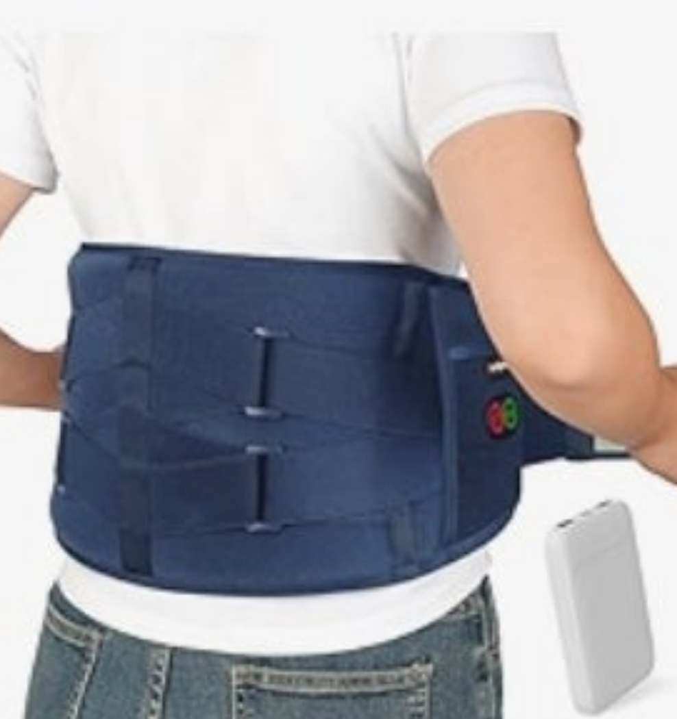 Cordless Heating Pad with Massager for Back Pain Relief, Portable Lower Back Massager FSA HSA Eligible Wearable, Father's Day Gifts, Birthday Gifts for Dad Mom Men Women, 3 Heat Auto-Off 58"