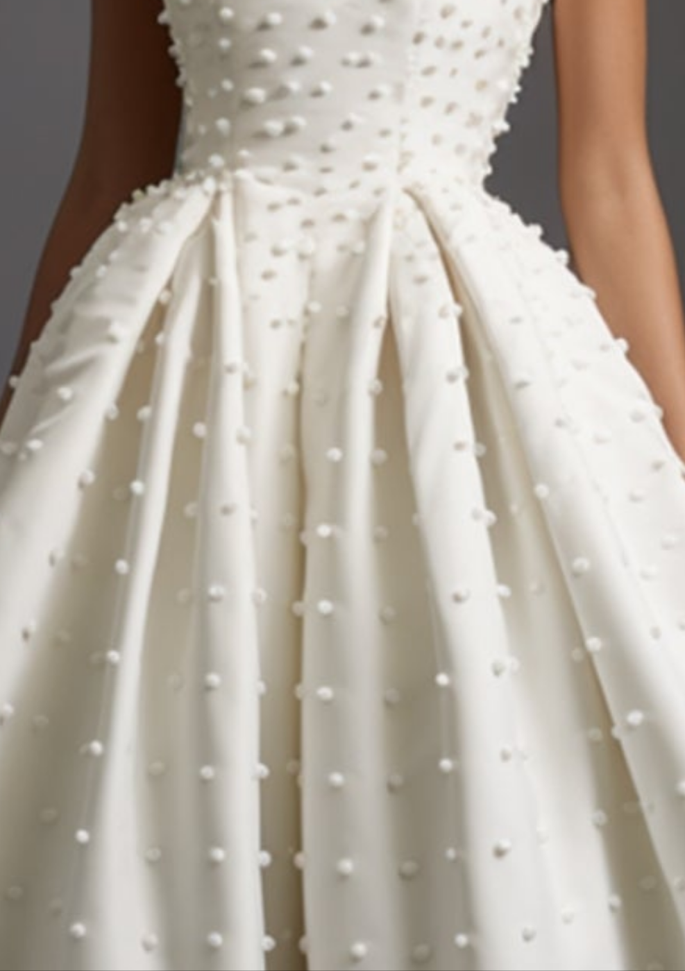 Wedding Strapless Bubble Beaded Tunic Midi Dress-White