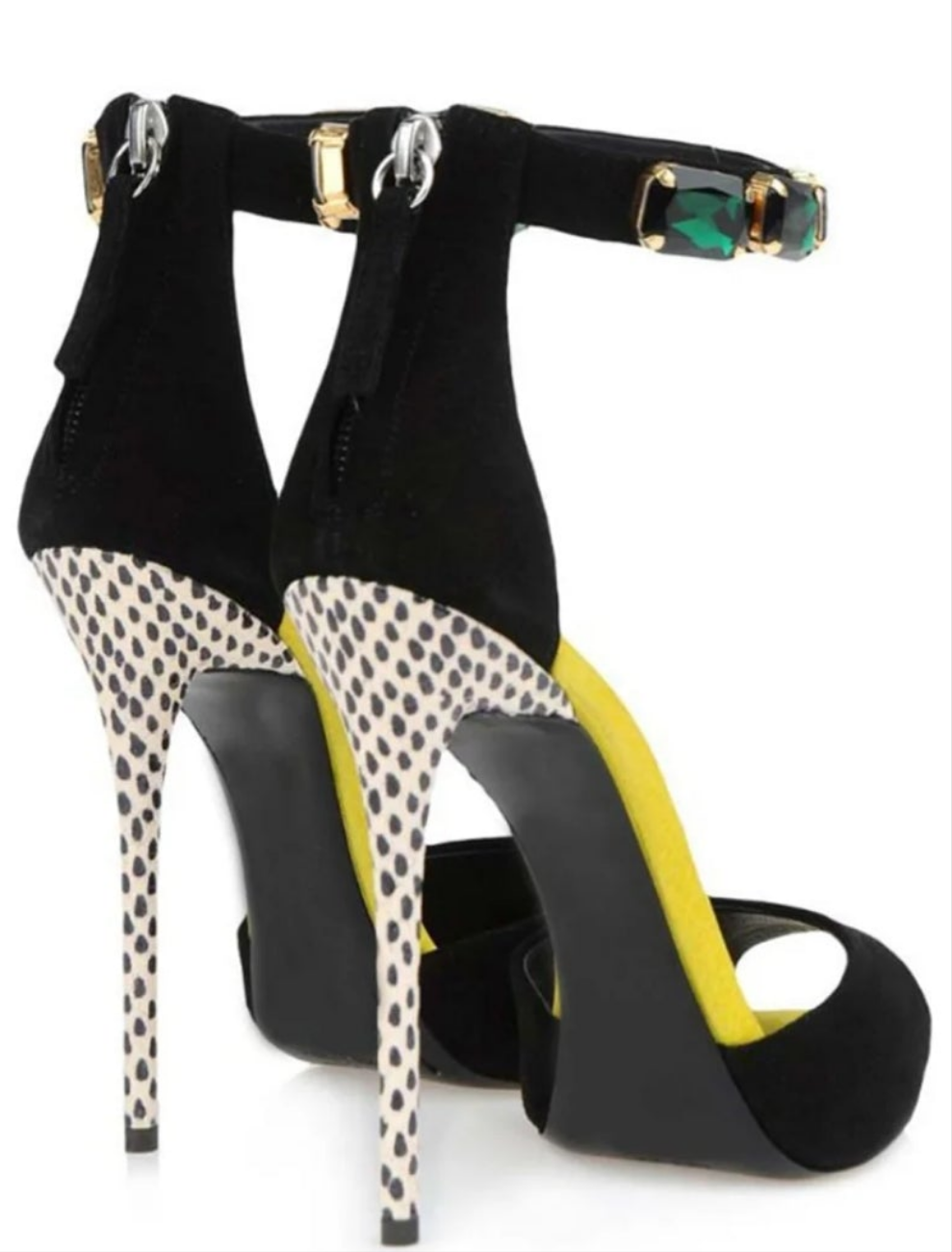 Rhinestone Fish Mouth Pumps-Black