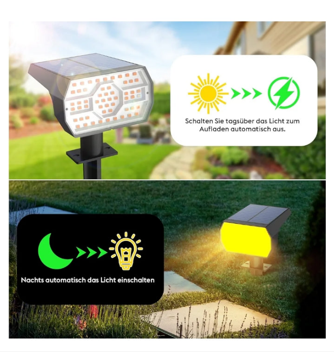 Solar Spot Lights Outdoor Waterproof, 3 Lighting Modes Solar Landscape Lights for Outside, 56LED Solar Powered Lights Dusk to Dawn Pack of 6 Warm white
