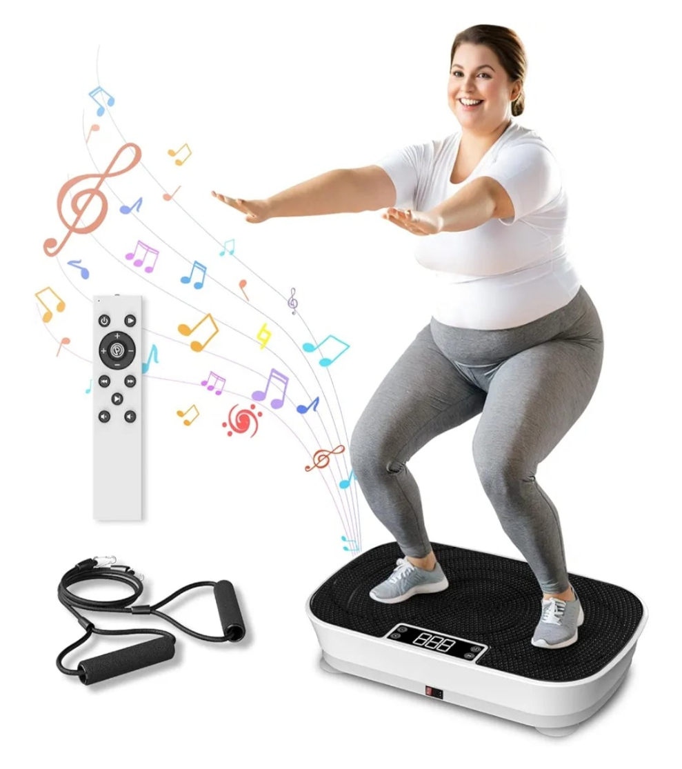 Vibration Plate Exercise Machine - Bluetooth Music & 400LBS Capacity Vibration Plate for Lymphatic Drainage & Weight Loss with 99 Speed Levels, Whole Body Waver Vibration Plate for Home Fitness