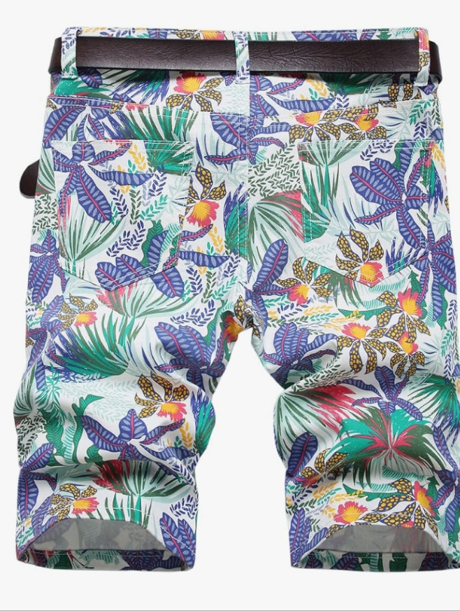 Men's Casual Printed Slim Fit Denim Shorts