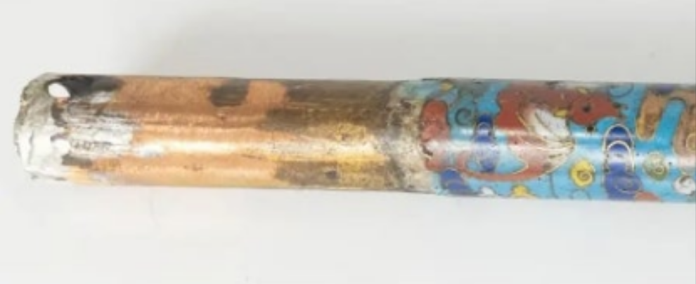 Rare 18th Century Chinese Cloisonne Enamel Gilt Bronze Dragon Cane Scepter