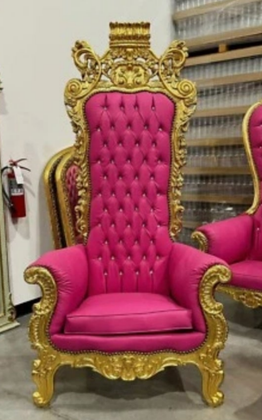 Pink Throne Chair 77"H Pink Leather Chair * French Style