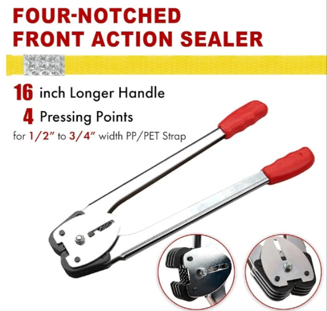 Heavy Duty Packaging Banding Strapping Kit - Upgraded Poly Strapping Tensioner Tool Set with 1968' Length x 1/2" Wide PP Strapping Banding,100 Metal Seals