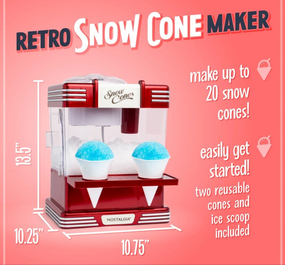 Countertop Snow Cone Maker in. Red or Blue
