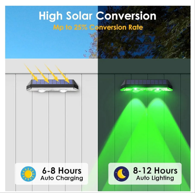 Solar Fence Lights Outdoor - 2700/4000/6000K 3 Mode, IP65 Waterproof Fence Solar Lights Outdoor, Solar Deck Lights for Outside, Backyard/Railing/Step/Patio/Deck Fence/Stair Railings and Wall (8 pack)