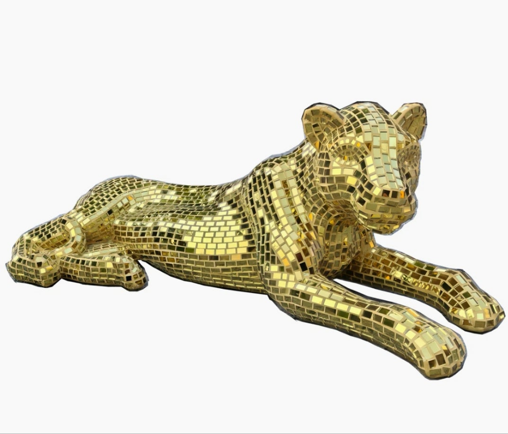 Gold Mirror Floor Leopard Decorative Sculpture