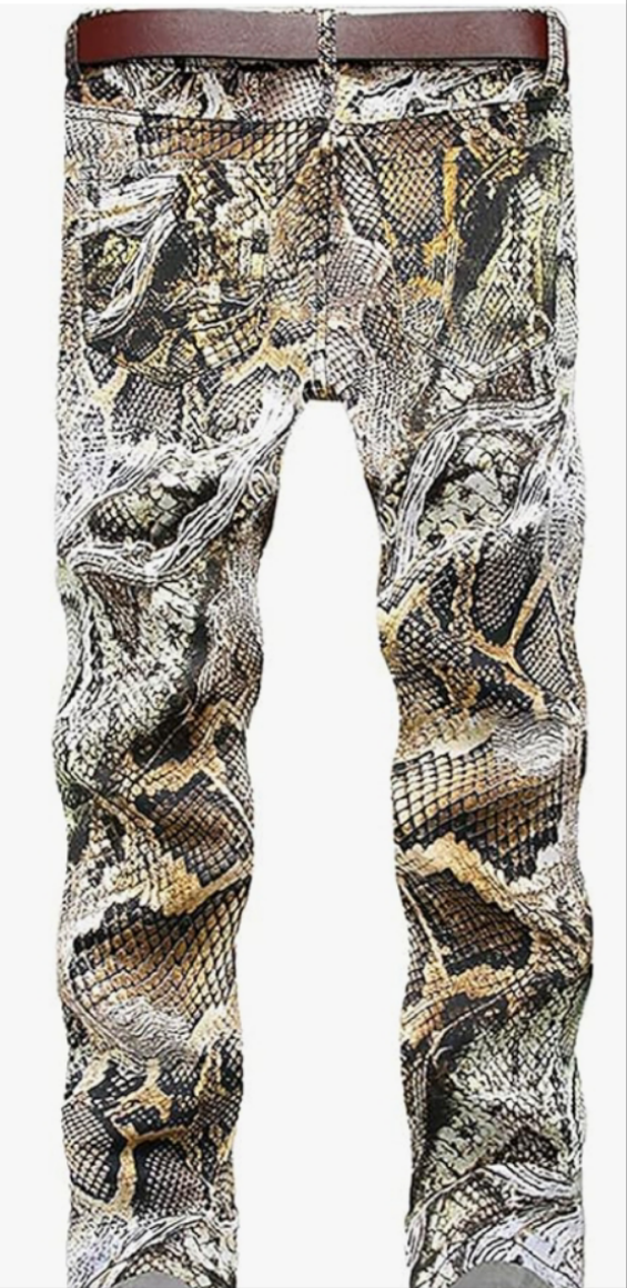Men's Printed Jeans Skinny Denim Pants