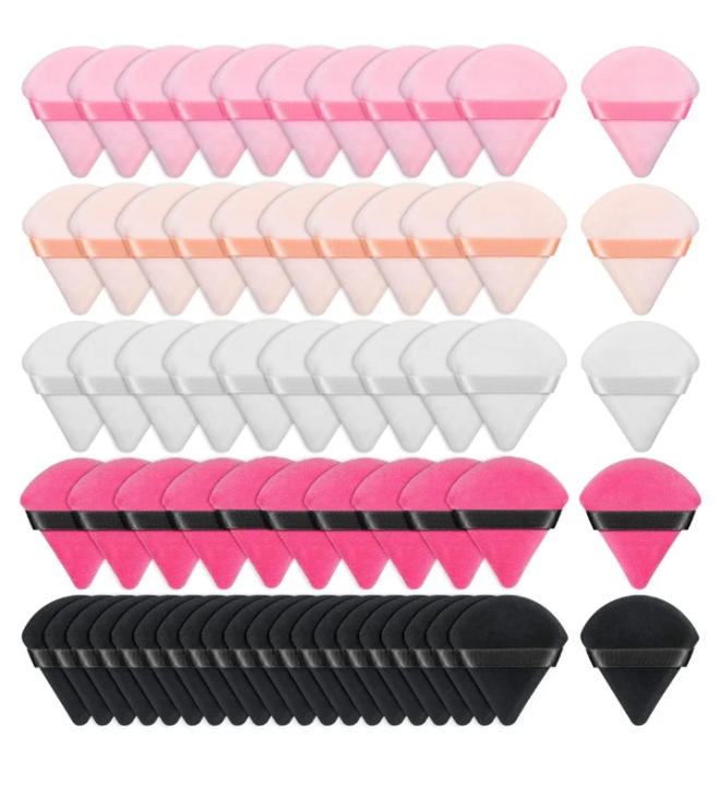 60pcs powder puffs for face powder, Triangle Powder Puff for Setting Powder, Makeup Puffs for Loose Powder and Press Powder, Makeup Sponge Powder Applicator for Face and Eye