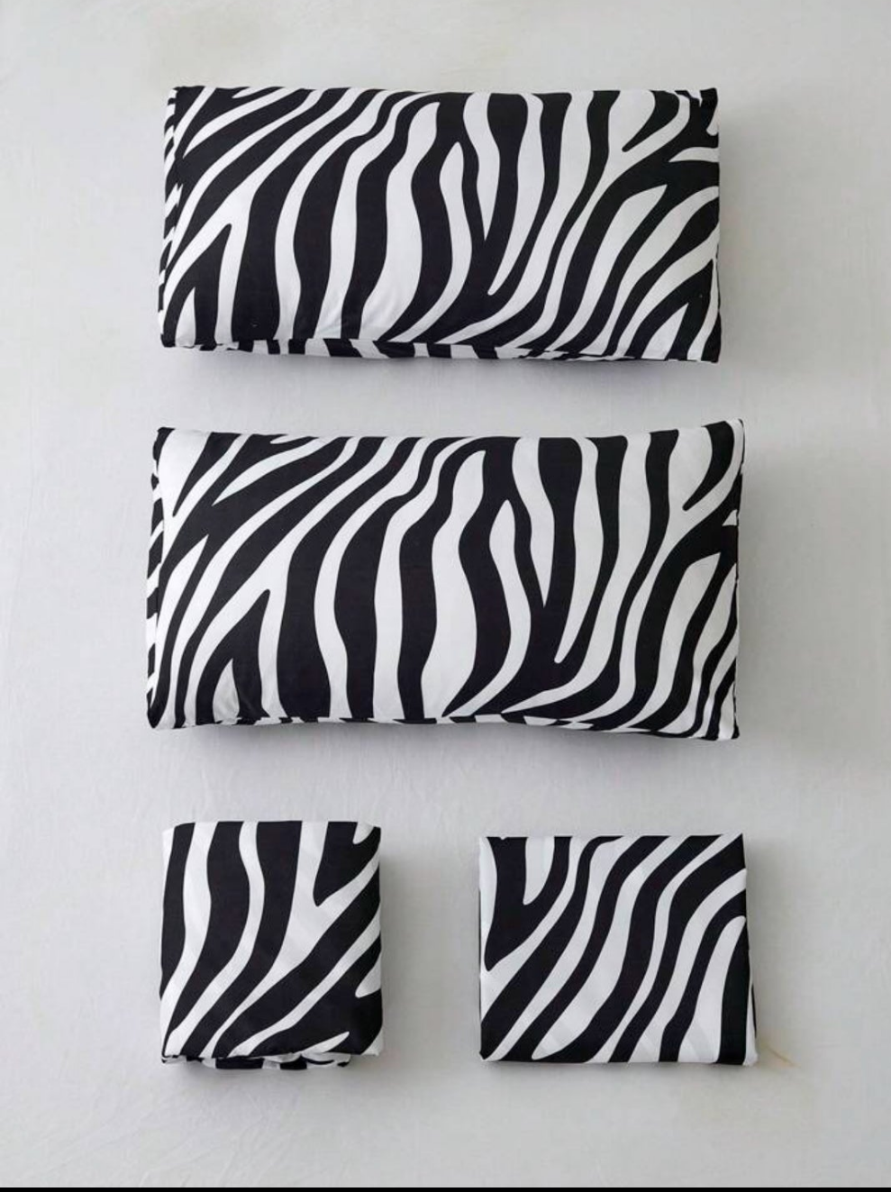 4pcs White Black Zebra Stripe Flower Pattern Sheet Set Easy Care Polyester Microfiber Soft Bedding Set