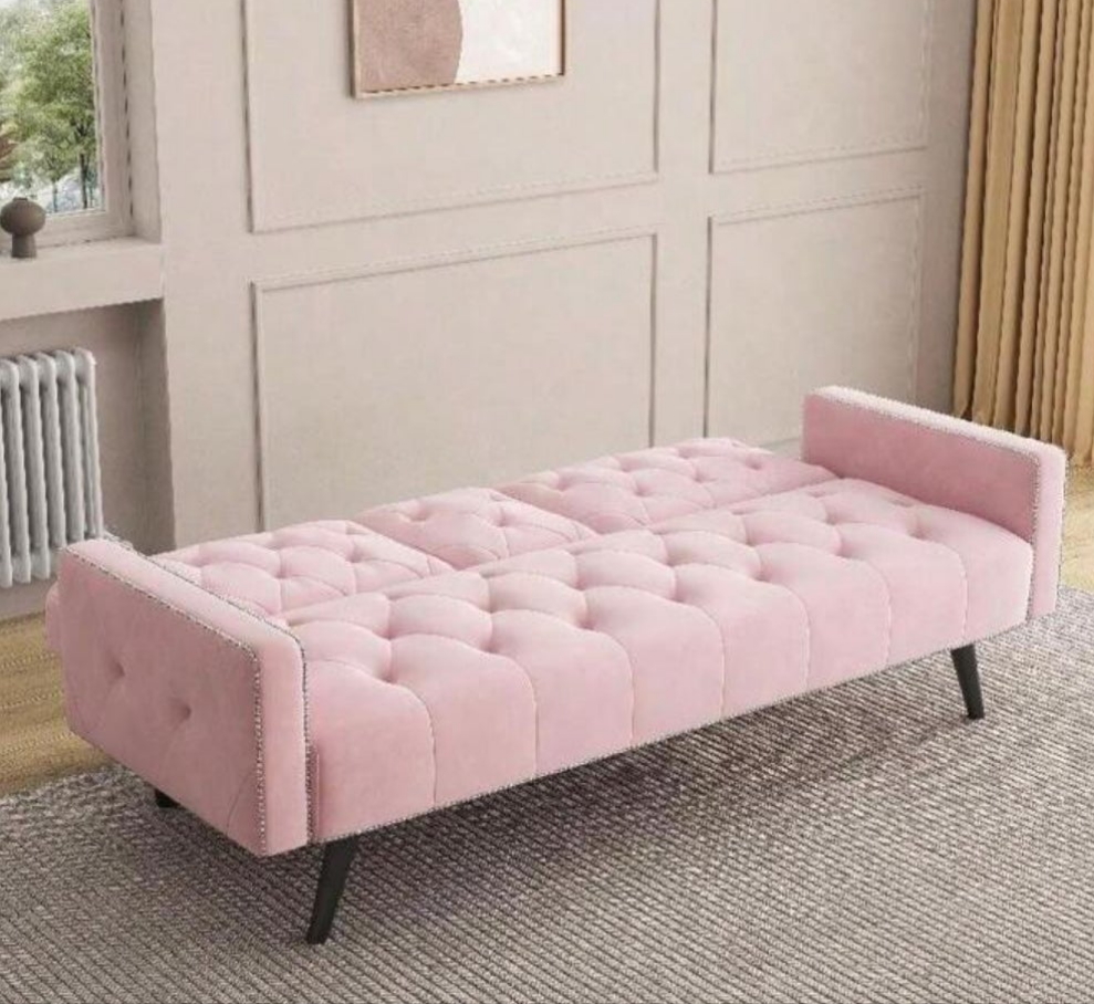 Futon Sofa With Cup Holders And Nail Head Trim,Velvet Sofa Futon Sofa Bed For Small Spaces, Living Room,Dorm,Office