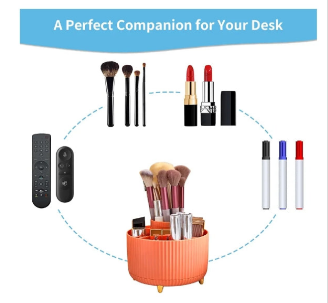 Desk Organizer, 360-Degree Rotating Pen Holder for Desk, Desk Organizers and Accessories with 5 Compartments Pencil Organizer, Art Supply Storage Box Caddy for Office, Home