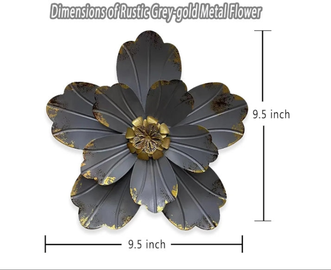 Metal Flower Wall Sculpture, Rustic Modern Floral Artwork, Distressed 3D Layered Iron Flower Wall Hanging Accent for Indoor/Outdoor, Kitchen,Living Room Office Garden Decor