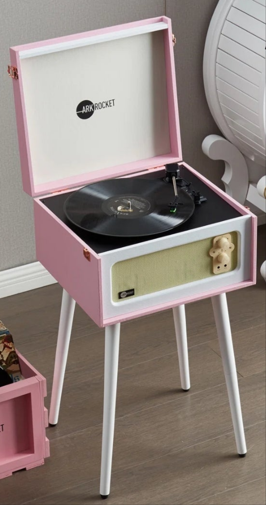Bluetooth Record Player Stand with 3-Speed Turntable