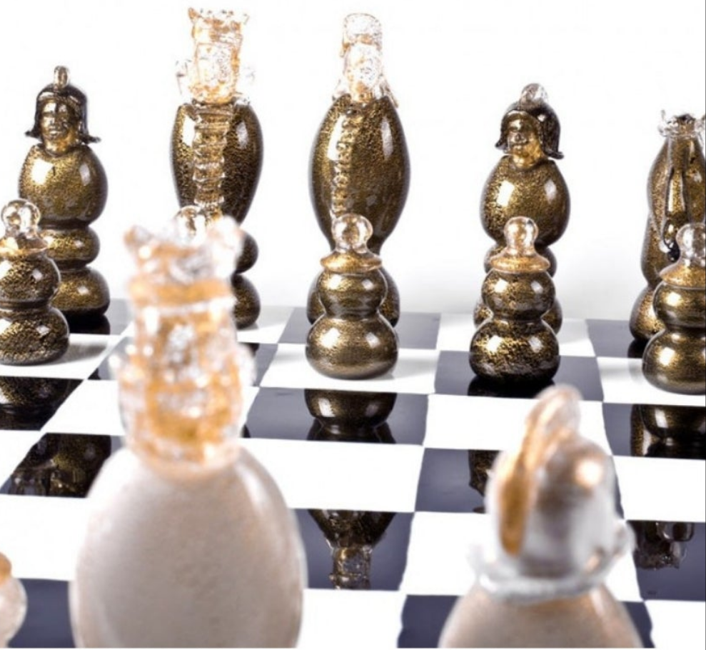 Luxurious Glass Chess Board With Gold Leaf