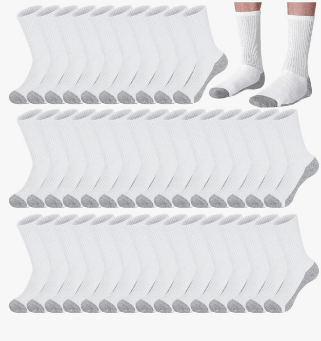 20 Pairs Crew Athletic Socks for Men Moisture Wicking Cushion Crew Socks for Sport Running Traveling