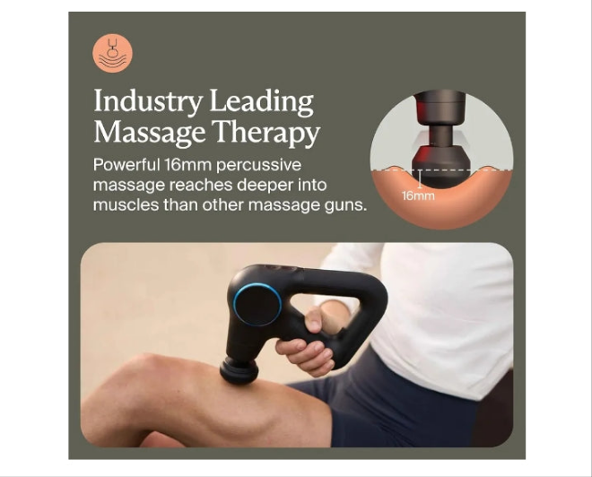 Powerful Massage Gun for Enhanced Warm-Up & Workout Recovery - Quiet Deep Tissue Massager for Body and Back Pain Relief - Leg & Back Massager with Heat