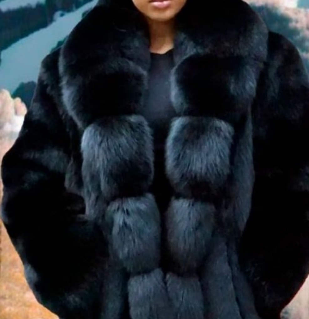 Black Fox Fur Coat Full Length Medium to Large