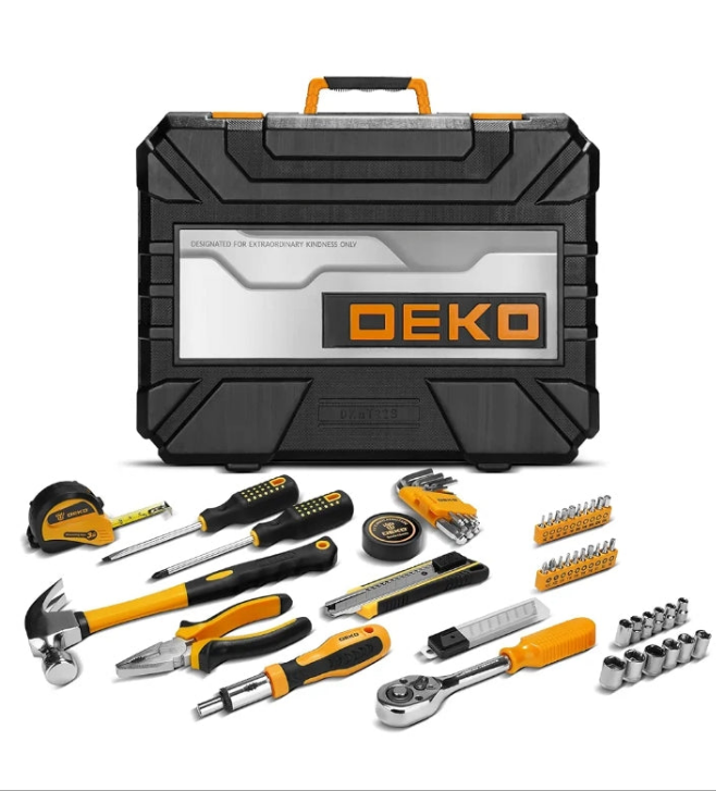 DEKOPRO 228 Piece Socket Wrench Auto Repair Tool Combination Package Mixed Tool Set Hand Tool Kit with Plastic Toolbox Storage Case