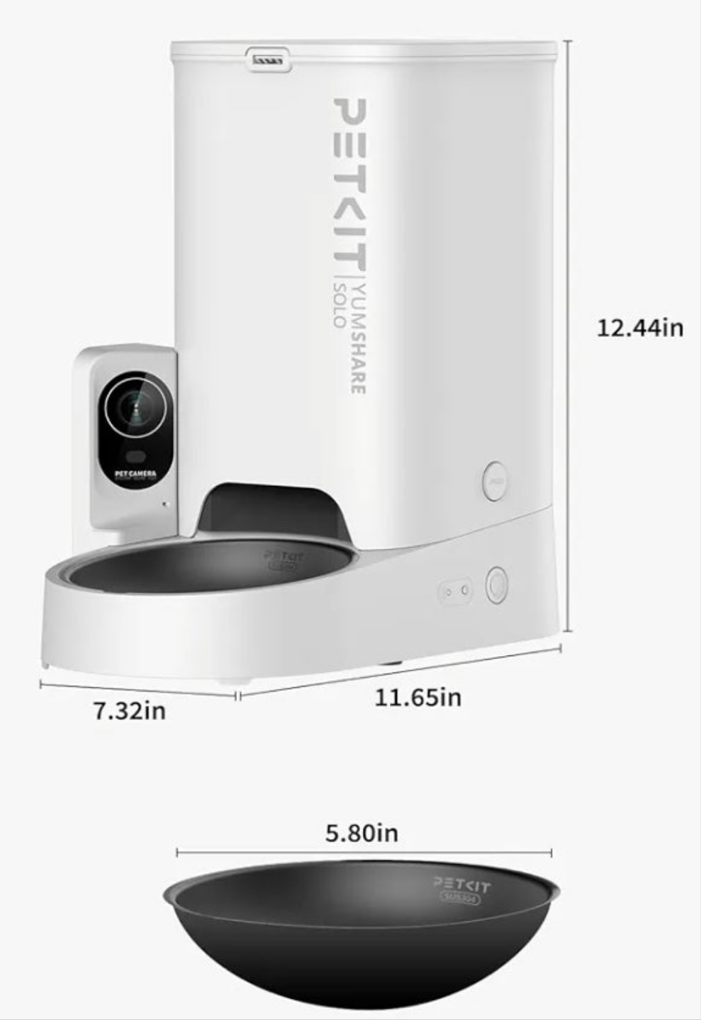 Automatic Cat Dog Feeder with Camera, 1080P HD Video with Night Vision, 2.4G WiFi Pet Feeder for Cat & Small Dog, 2-Way Audio & Meal Call Pet Food Dispenser with Desiccant Bag, Motion Capturing