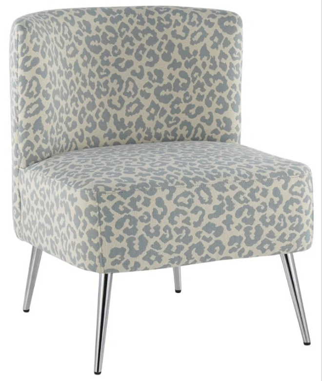 Armless Chair, Leopard Fabric Accent Chair for Living Room, Comfy Chair for Bedroom, Contemporary Chair