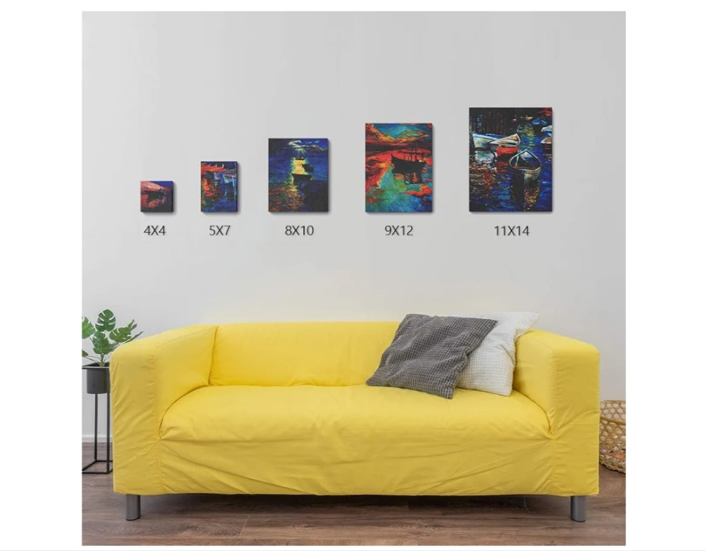 10Pcs Black Stretched Canvases for Painting, Multi Pack 4x4", 5x7", 8x10",9x12", 11x14" Set of 10, Primed 100% Cotton Artist Blank Canvas Boards for Painting, Acrylic Pouring, Oil Paint Art