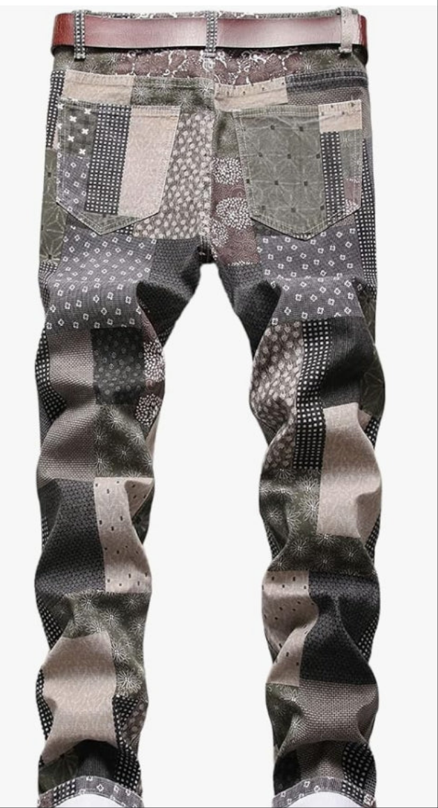 Men's Printed Jeans Skinny Denim Pants