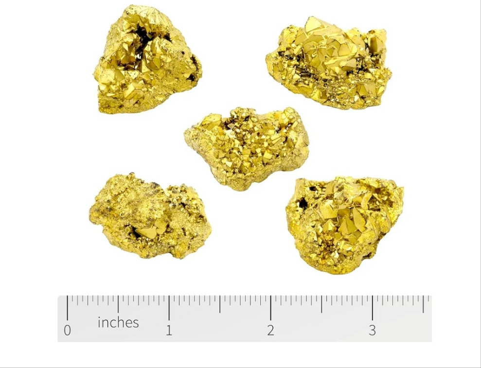 5 Pcs 28-38mm Natural Pyrite Stone Raw Pyrite Crystal Fools Gold for Cabbing Tumbling Reiki Healing (Gold)
