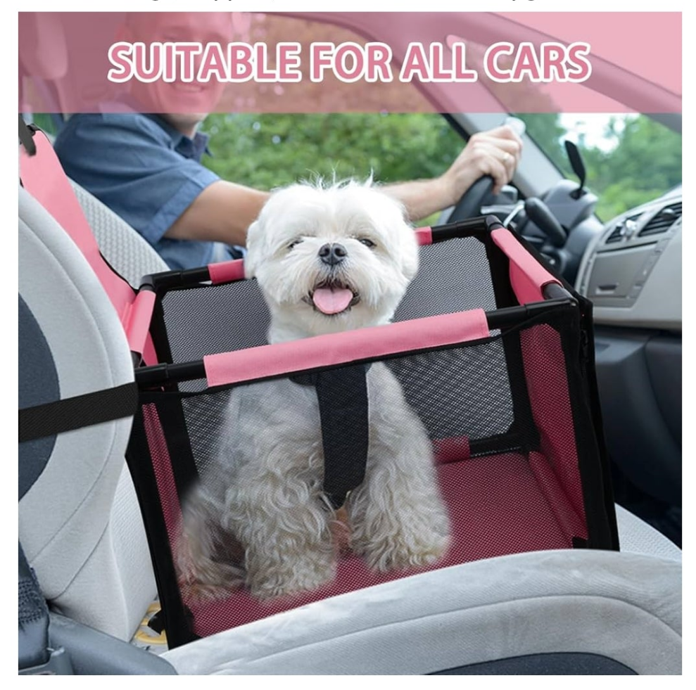 Dog Cat Car Seat Foldable Dog Car Booster Seat Waterproof Breathable Oxford Travel Bag for Small to Medium Dogs, Puppies,Cats and Pets-Upgrade