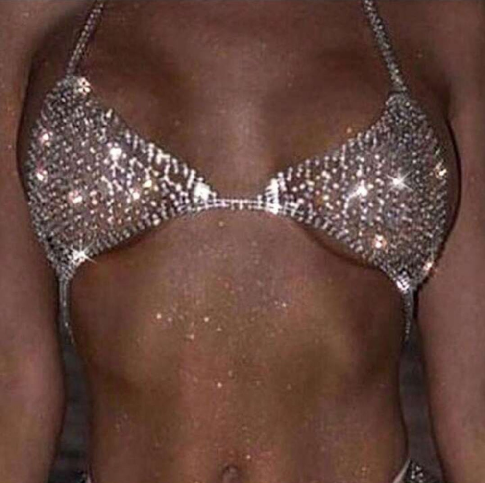 2 piece body chain jewelry rhinestone