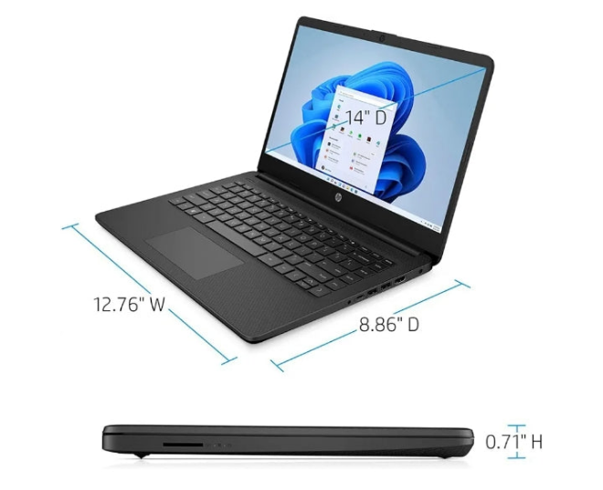 HP Portable Laptop, Student and Business, 14" HD Display, Intel Quad-Core N4120, 16GB DDR4 RAM, 64GB eMMC, 1 Year Office 365, Webcam, SD Card Reader, HDMI, Wi-Fi, Windows 11 Home, White, KKE Mousepad