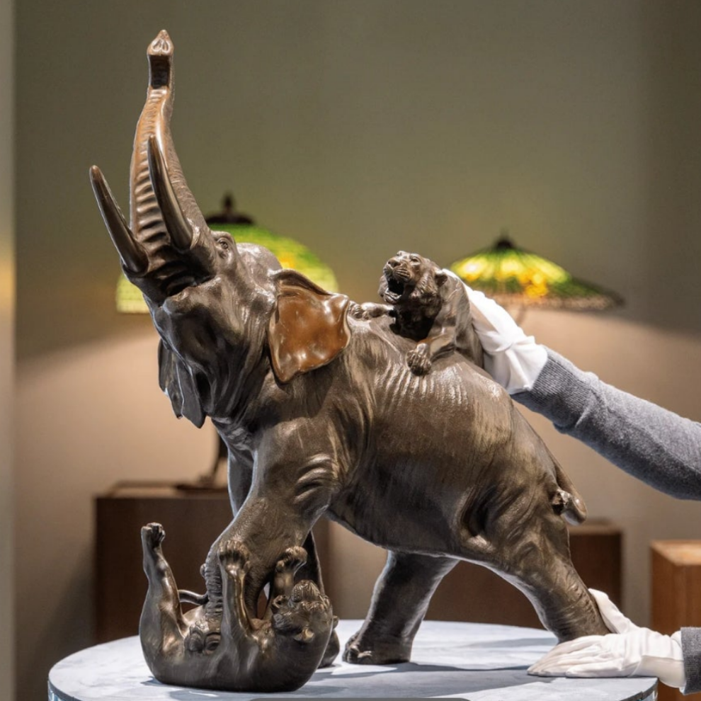 Bronze Japanese Bronze Elephant and Tigers by Genryusai Seiya So Beautiful