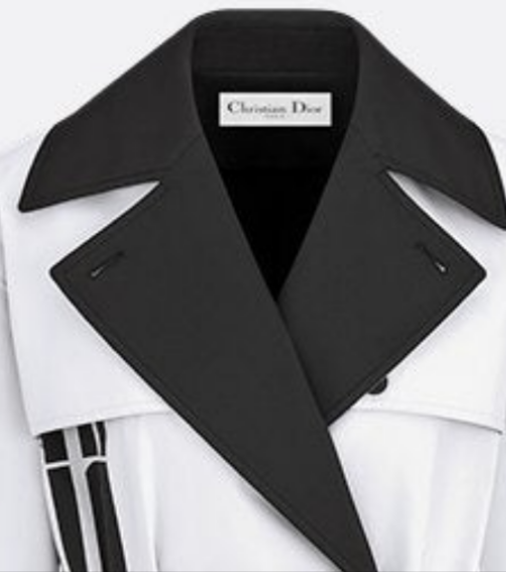 Dior Trench Coat Black and White Jacquard Technical Taffeta with Dior Graphique Motif