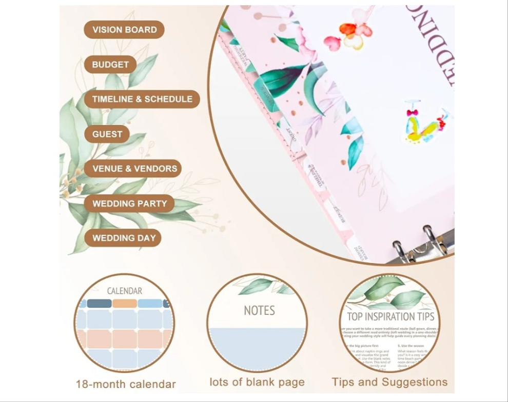 Wedding Planner Book and Organizer for Bride, Wedding Planning Book and Organizer Binder, Engagement Gift for Bride