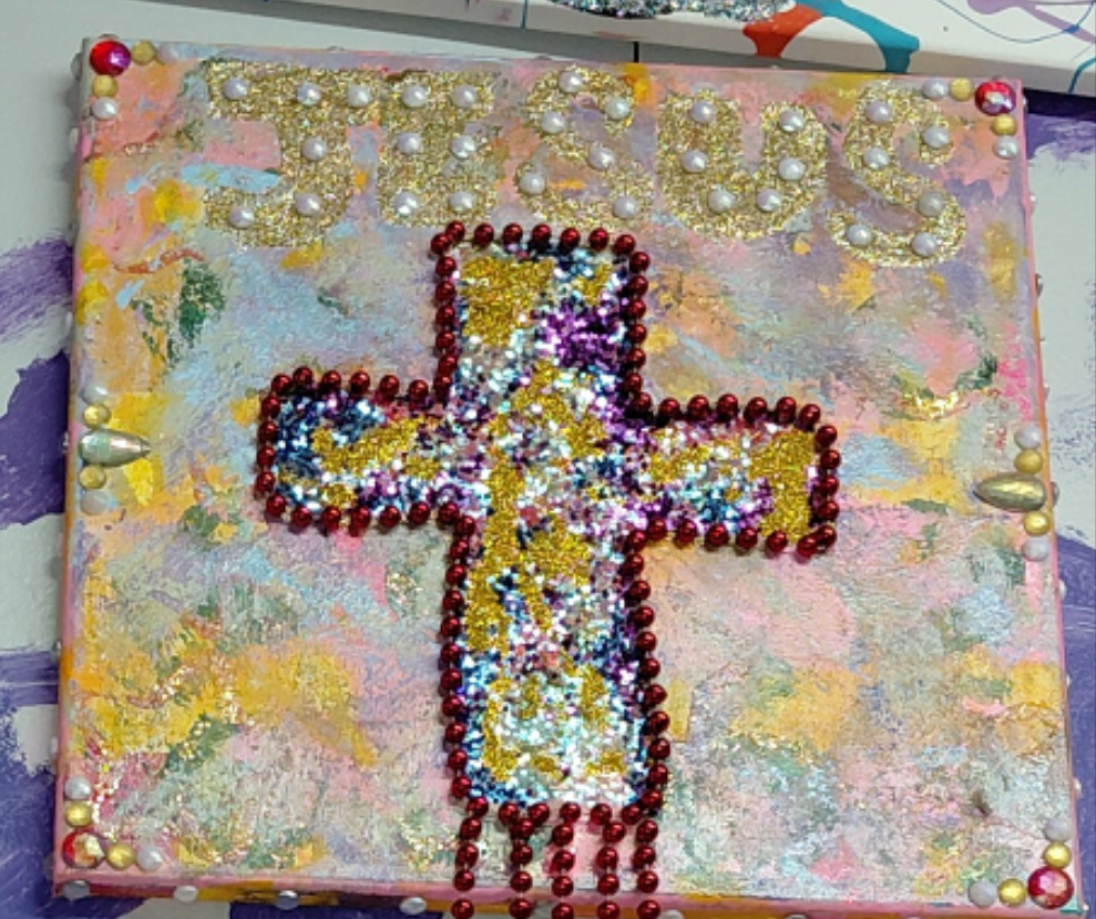 COCOMONEY ART 1 Cross bead OF 1 CUSTOM PIECE BY COCOMONEY painting on canvas