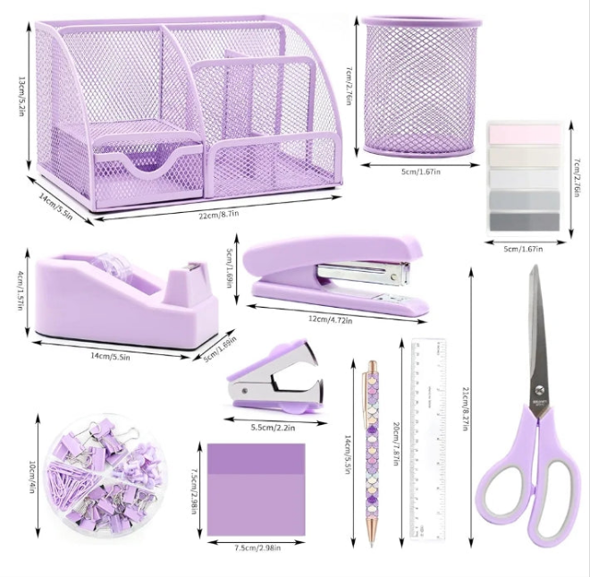 12 in 1 Desk Organizers and Accessories Set, Gifts for Coworkers, Office Supplies, Stapler Pen Holder Tape Holder Staples Scissors Ruler Staple Remover for Home School
