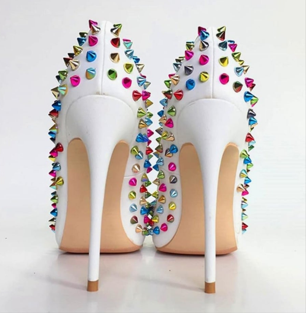Sexy Heels Pumps Studded Rivett Party Prom Event Birthday Wedding Shoes