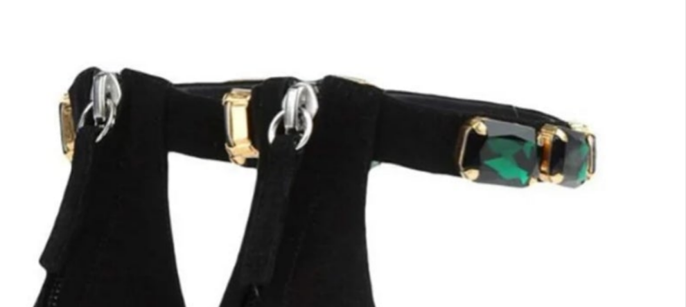 Rhinestone Fish Mouth Pumps-Black