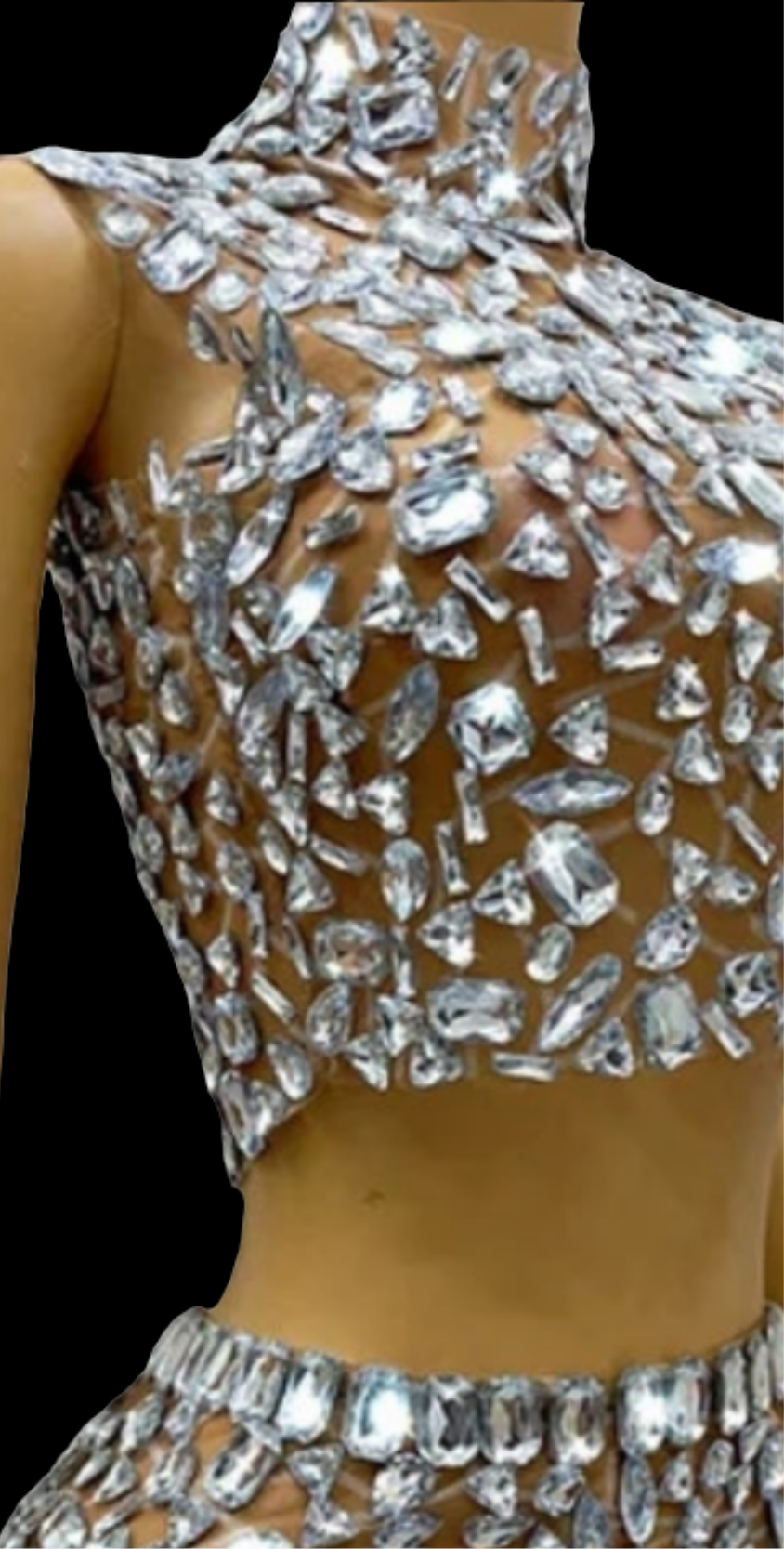 COCOMONEY Crystal Mesh Two-Piece Set