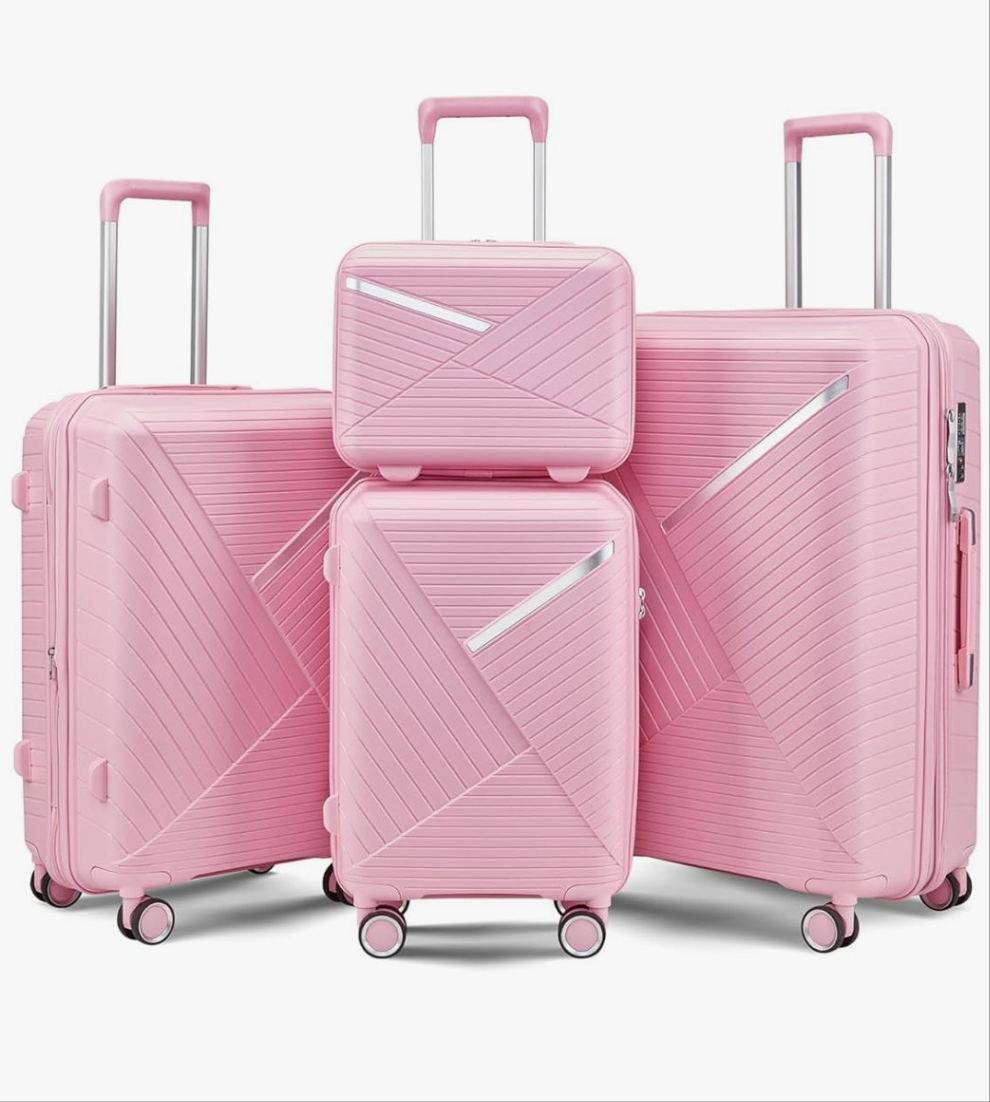 Luggage Sets 4 Piece Expandable Suitcase Set, PP Hardshell Suitcase with Spinner Wheels,Lightweight Carry On Luggage with TSA Lock for Women