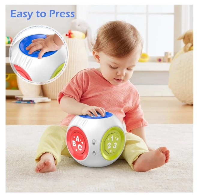 Bilingual Cube Learning Toy for 1+ Year Old Boy Girl Gift, Musical Developmental Baby Toy 12-18 Month, Educational Toy for Toddler Age 1-2, First Christmas 1st Birthday Gifts for One Year Old
