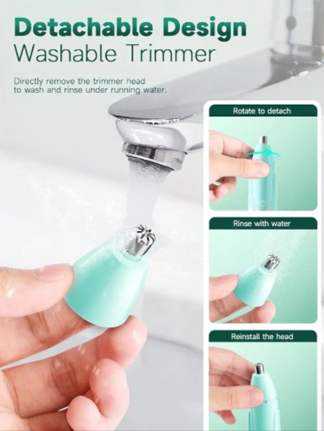 Rechargeable Ear and Nose Hair Trimmer - 2024 Professional Painless Eyebrow & Facial Hair Trimmer for Men Women, Powerful Motor and Dual-Edge Blades for Smoother Cutting