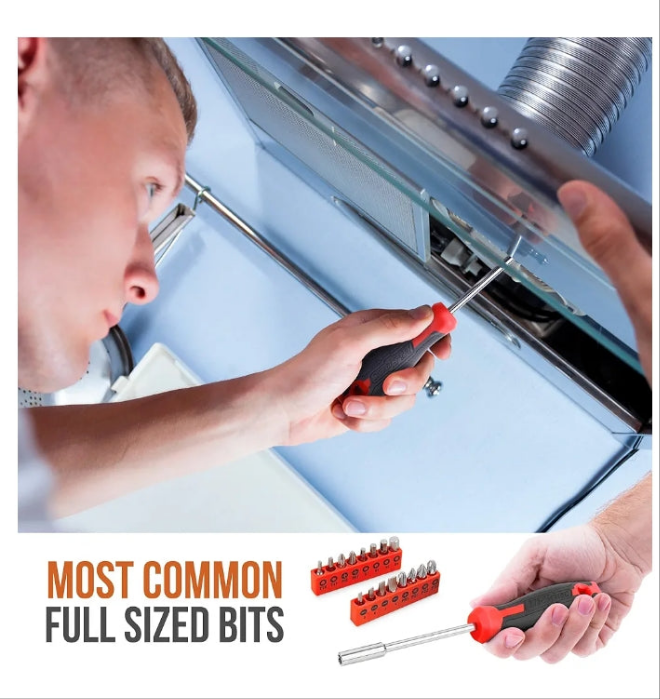 Hi-Spec 42pc Red Household DIY Small Tool Kit. Tool Box Set of Starter Basic Tools Kit for Home & Office