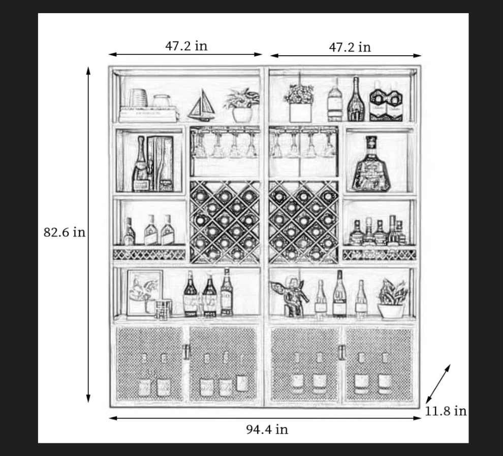 Iron Wine Rack Stemware Capacity 40