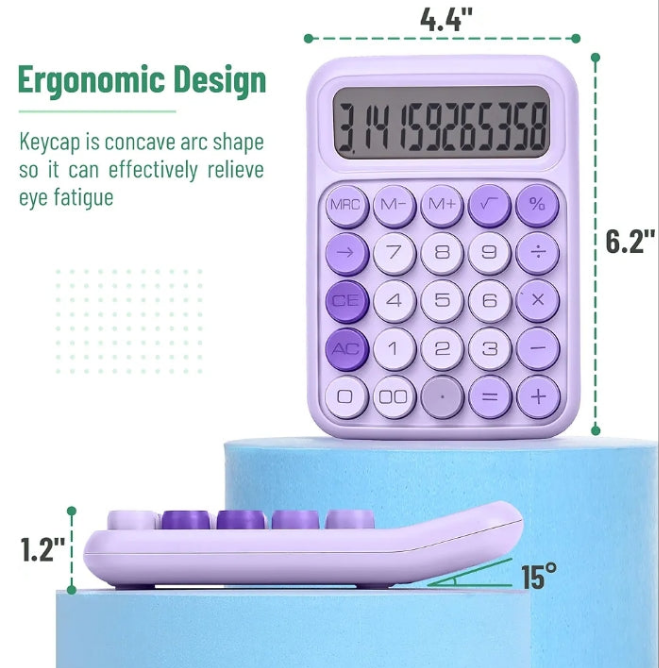 Mechanical Switch Calculator, 12 Digits, Large LCD Display, Green Calculator Big Buttons, Mechanical Calculator, Calculators Desktop Calculator, Cute Calculator, Aesthetic Calculator