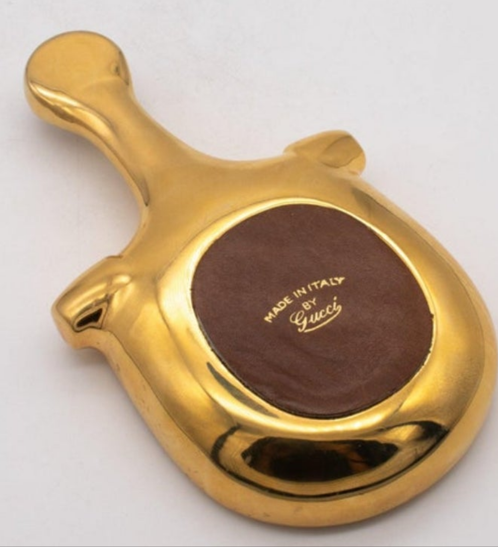 Luxury GUCCI 1970 Milano Very Rare Vintage Horse Bit Trinket Tray In 24Kt Gilt Bronze Iconic