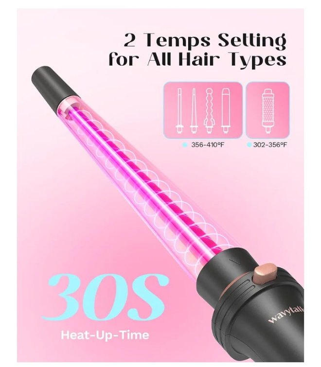 5 in 1 Curling Iron,Curling Wand Set with Curling Brush and 4 Interchangeable Ceramic Curling Wand(0.5”-1.25”),Instant Heat Up,Include Heat Protective Glove & 2 Clips
