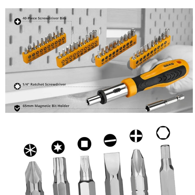 DEKOPRO 228 Piece Socket Wrench Auto Repair Tool Combination Package Mixed Tool Set Hand Tool Kit with Plastic Toolbox Storage Case